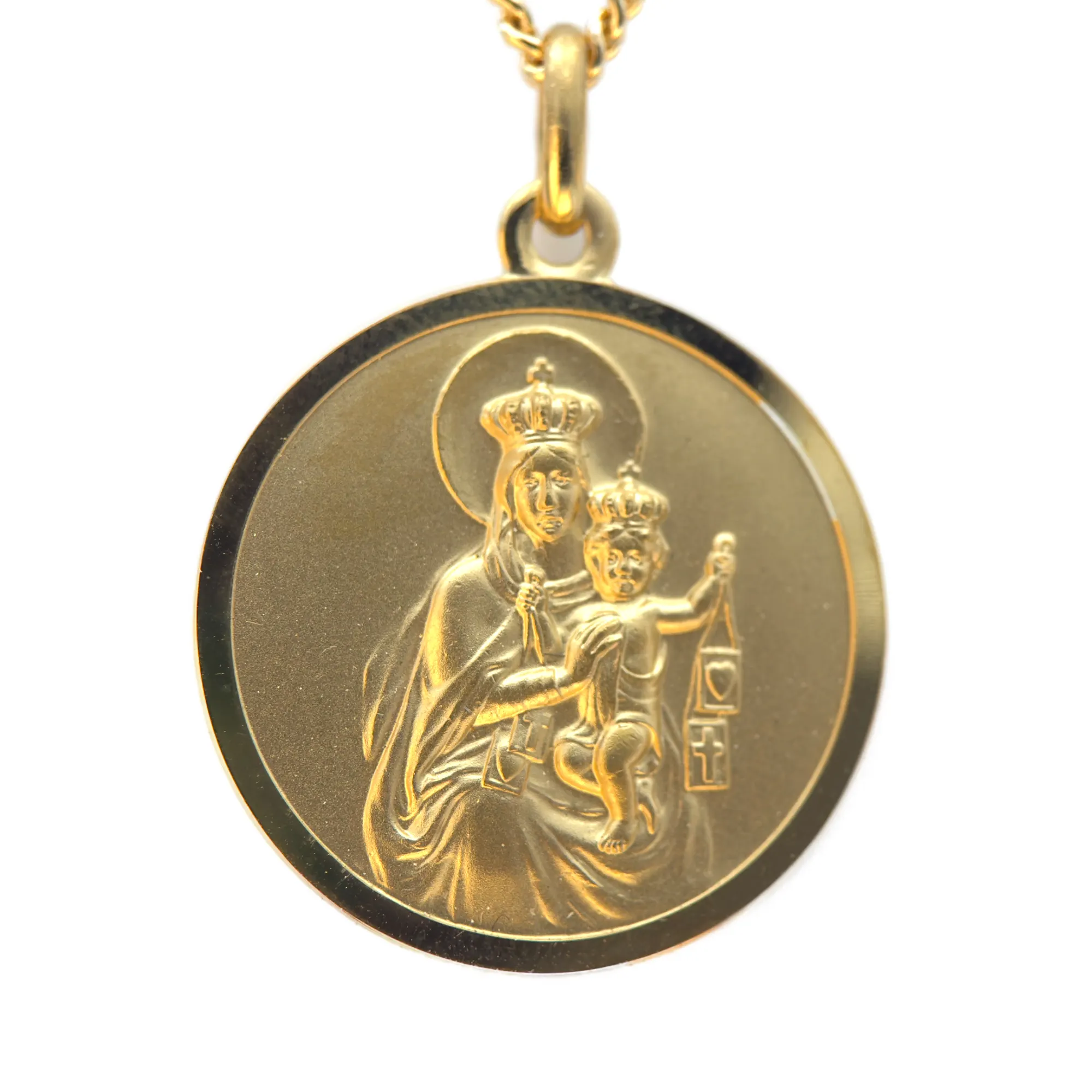 Médaille Plaqué or vierge à l'enfant