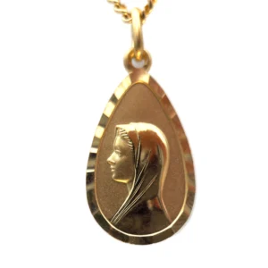 Médaille goutte Vierge en plaqué or