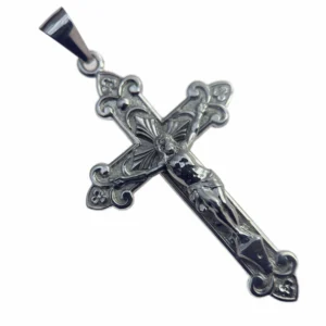 Crucifix Fleur de Lys en Argent – pendentif religieux 45 mm ou 60 mm