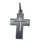Croix en argent massif brossé avec croix polie en relief