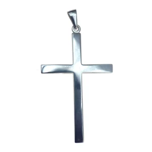 Grande croix lisse en argent massif – 55 mm