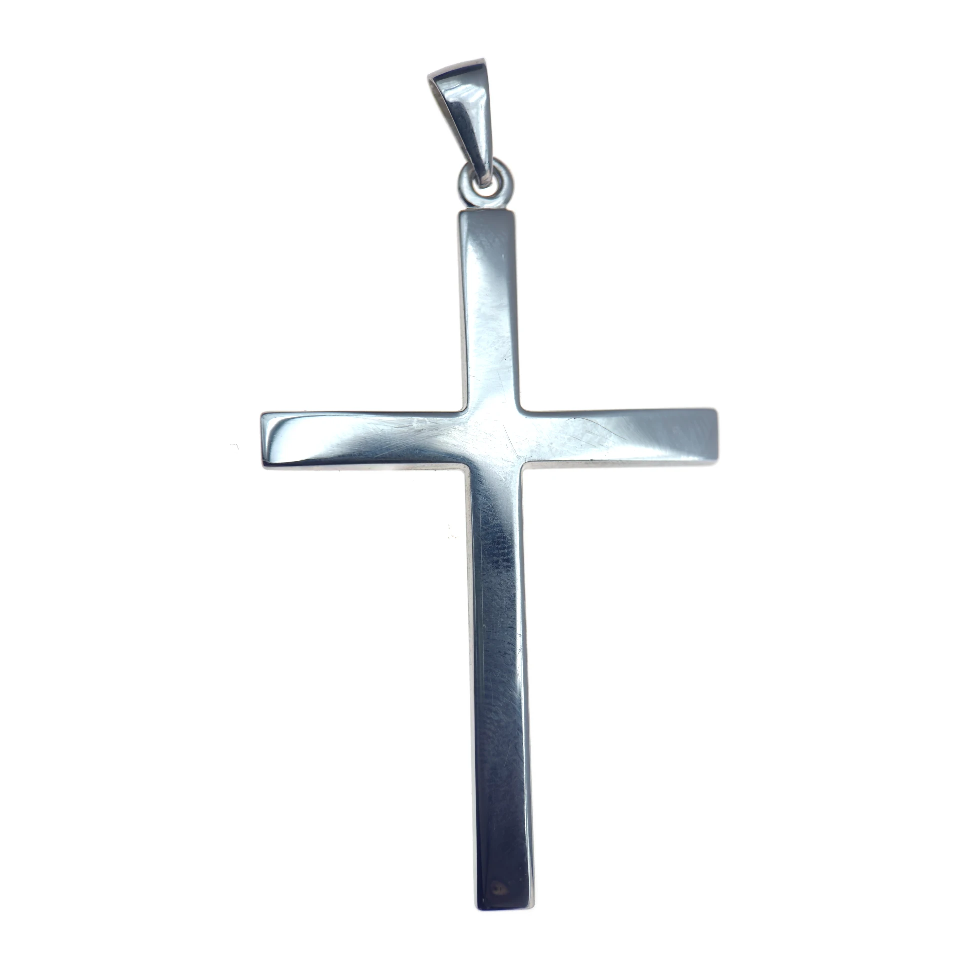 Grande croix lisse en argent massif – 55 mm