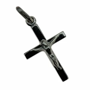 Petit crucifix poli en argent 925 – lignes épurées