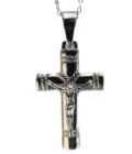 Crucifix classique en argent massif 925 – Christ en relief – 32 mm