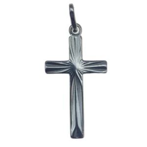 Croix en argent avec relief étoile rayonnante