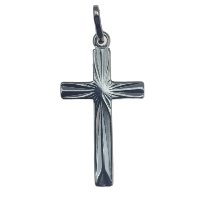 Croix en argent avec relief étoile rayonnante