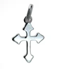 Croix fleur-de-lys en argent massif 925 – Pendentif religieux élégant – 12 mm