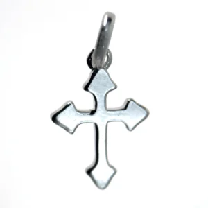 Croix fleur-de-lys en argent massif 925 – Pendentif religieux élégant – 12 mm
