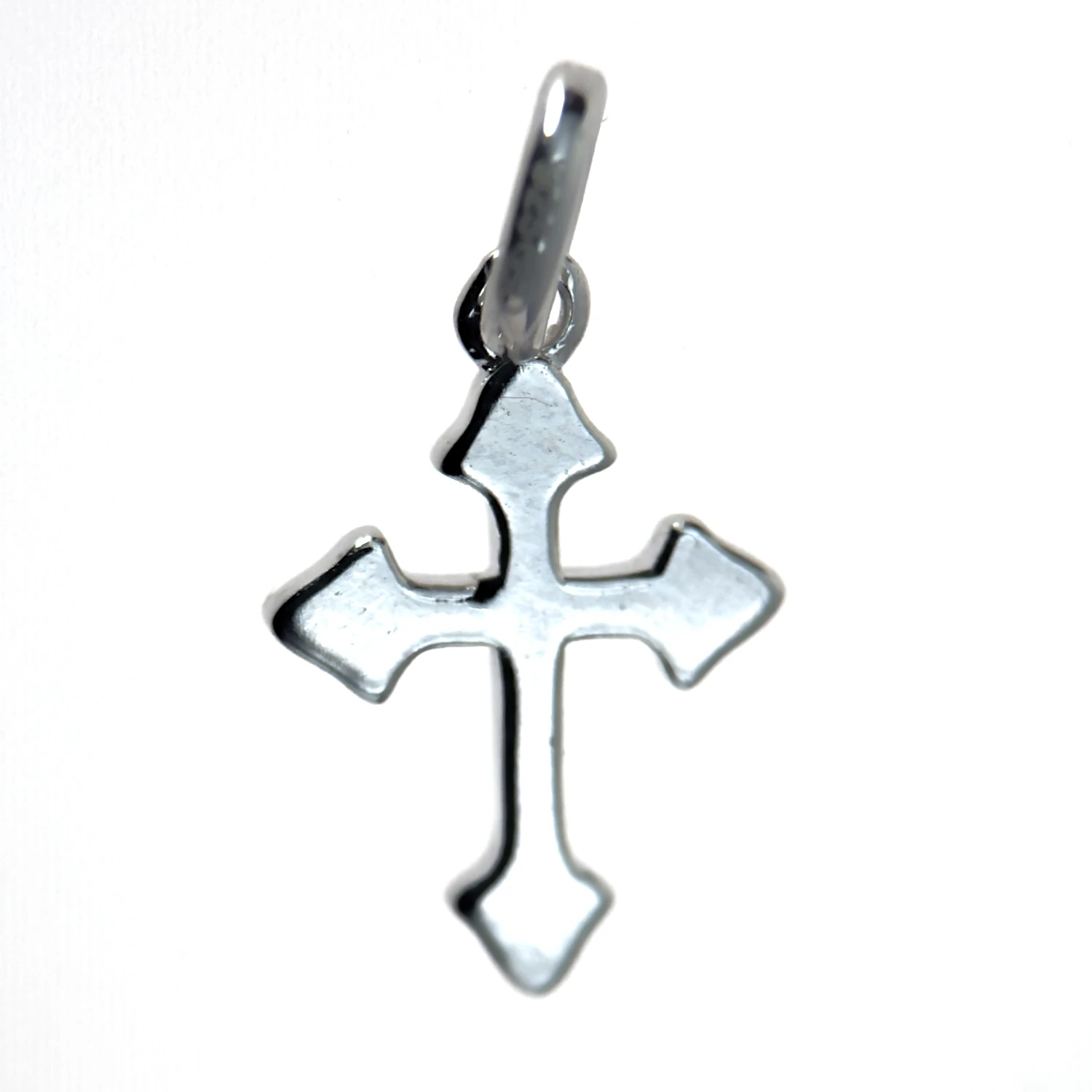 Croix fleur-de-lys en argent massif 925 – Pendentif religieux élégant – 12 mm