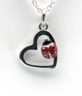 Médaille Cœur & Coccinelle émaillée en argent 925 – 10 mm