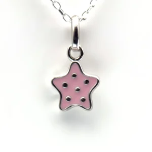 Médaille Étoile rose émaillée en argent 925 – 10 mm