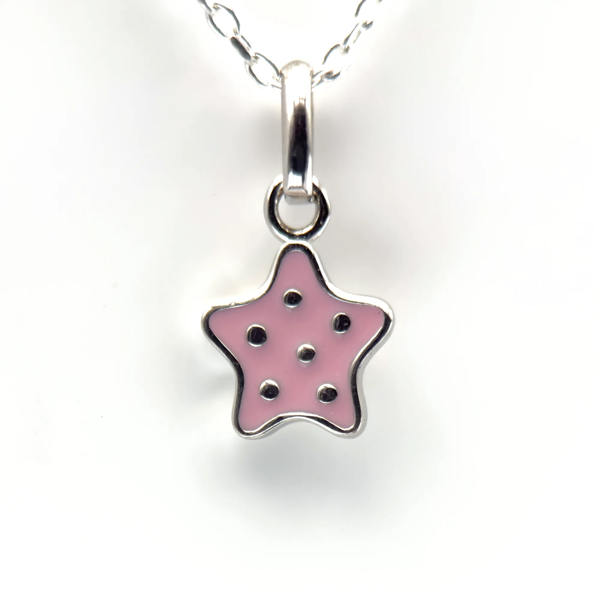 Médaille Étoile rose émaillée en argent 925 – 10 mm