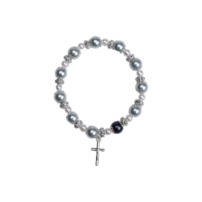 Dizainier bracelet perles nacrées bleu glacier