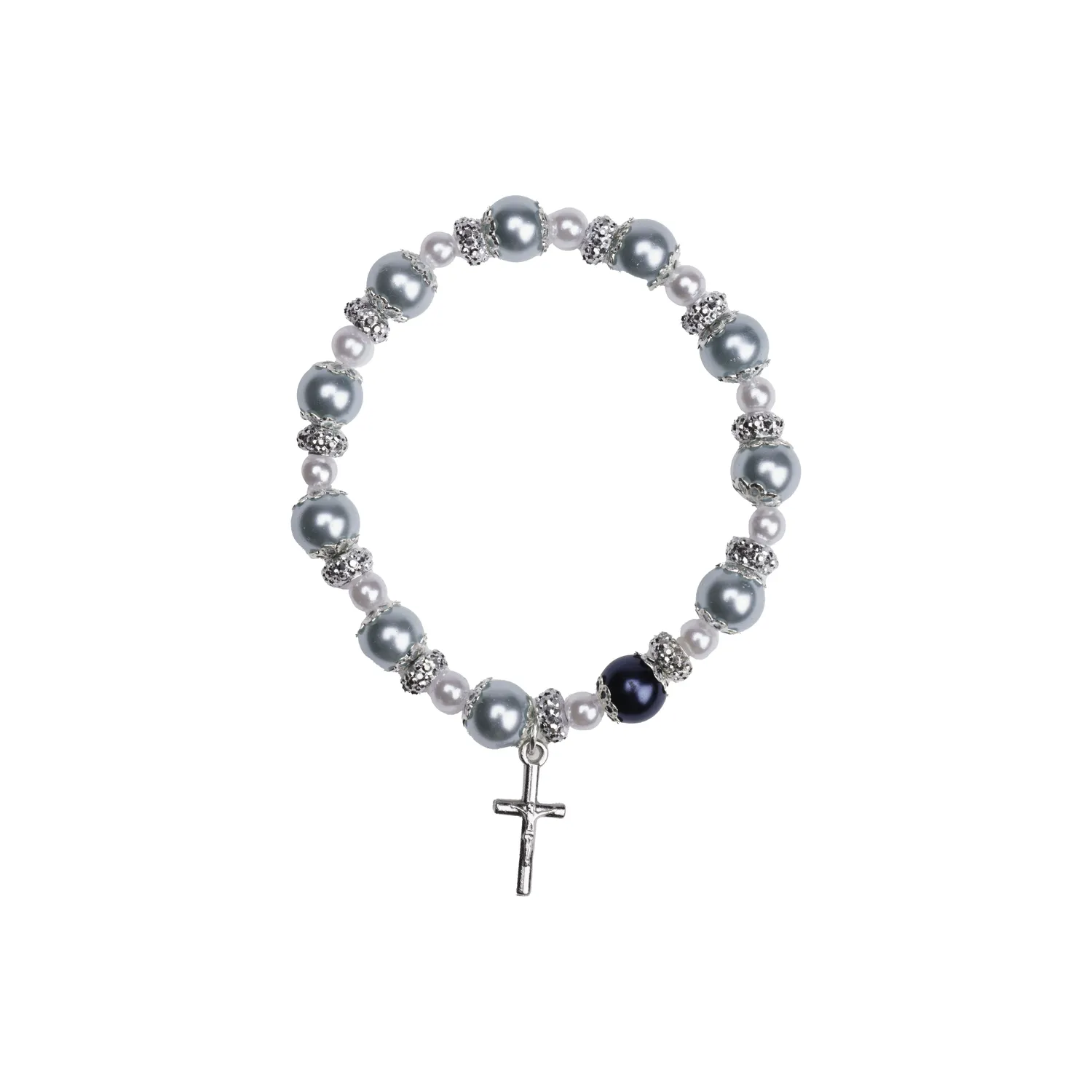 Dizainier bracelet perles nacrées bleu glacier