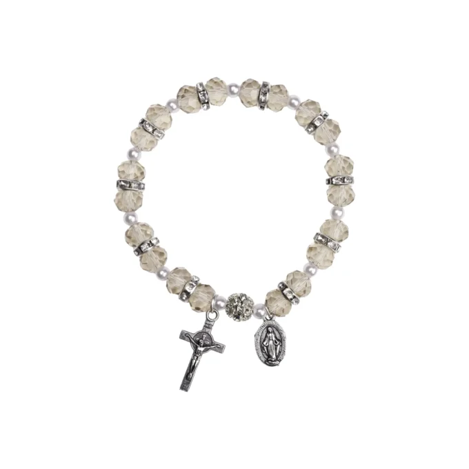 Dizainier bracelet perles facettées champagne