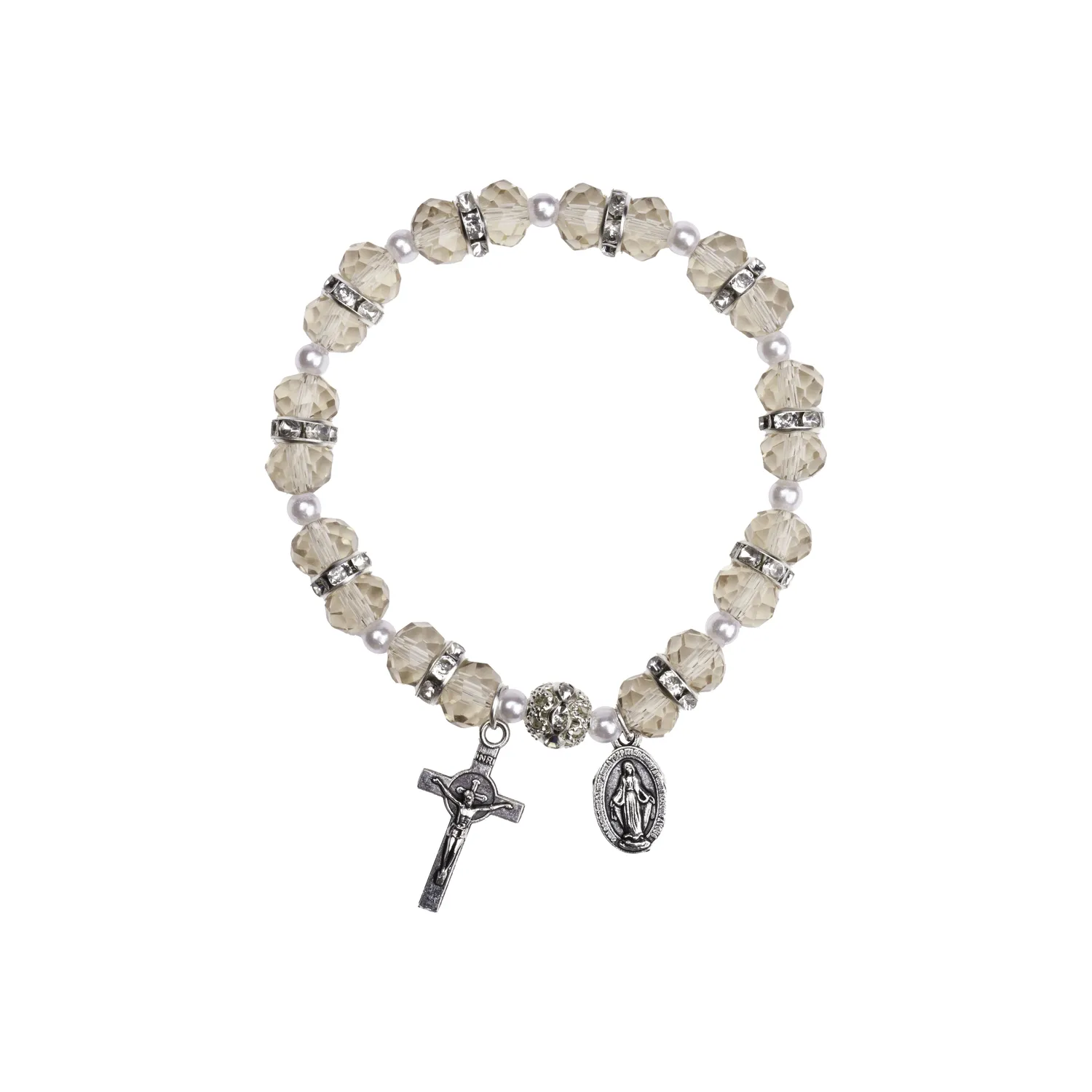 Dizainier bracelet perles facettées champagne