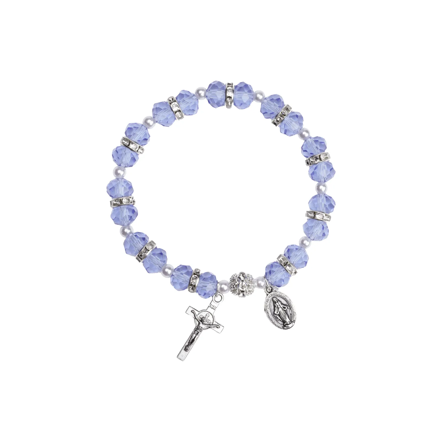 Dizainier bracelet perles facettées bleues