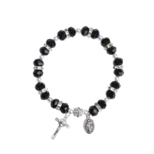 Dizainier bracelet perles facettées noires
