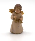 Statue ange à la cloche en bois peint