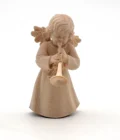 Statue ange à la flute en bois naturel
