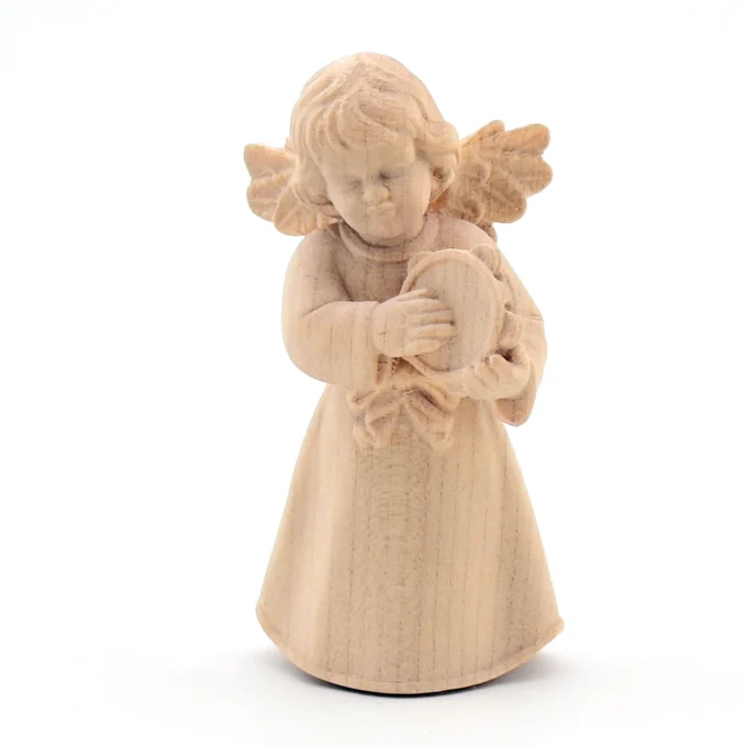 Statue ange au tambourin bois