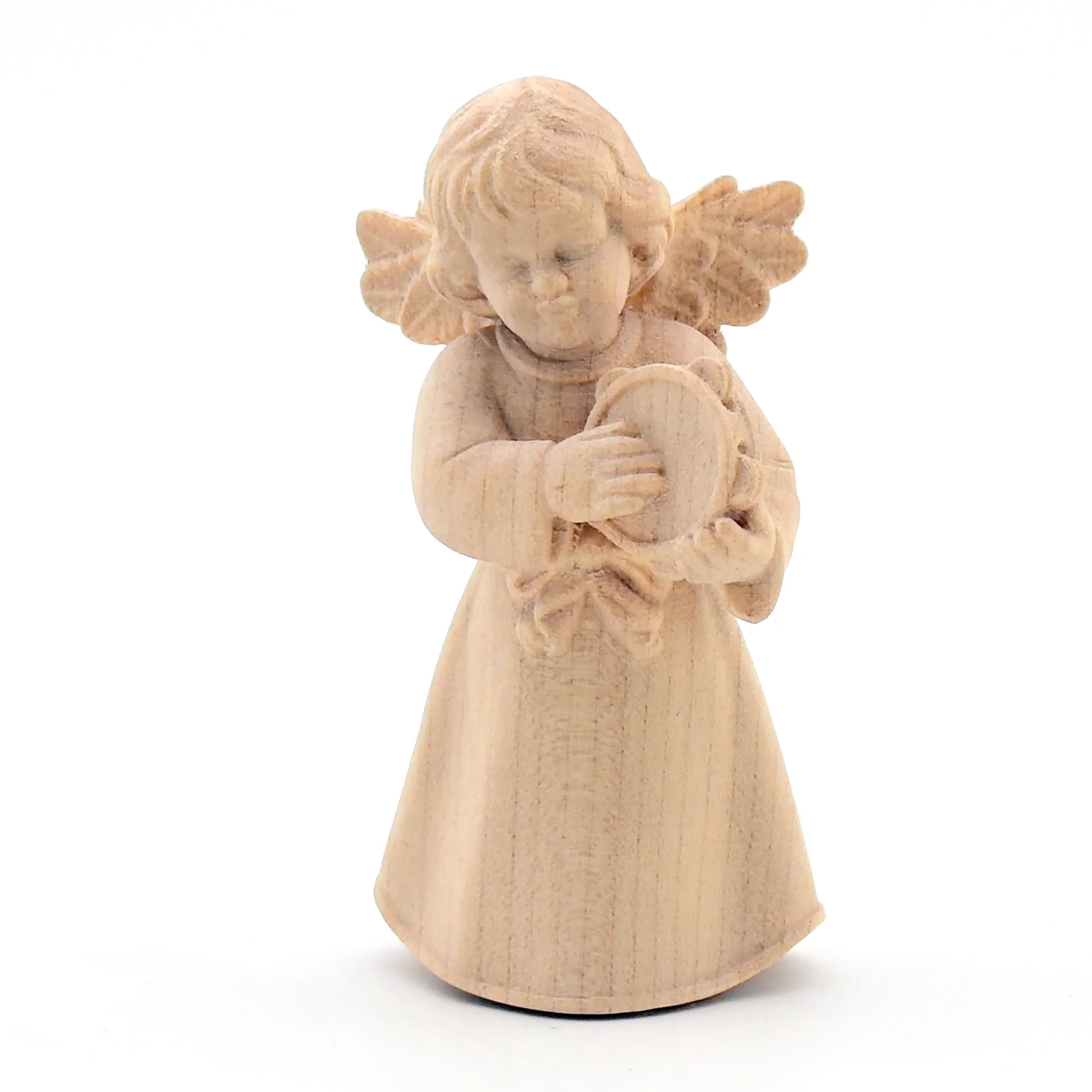 Statue ange au tambourin bois