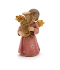 Statue ange au trombone en bois peint
