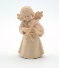 Statue ange au violon en bois naturel
