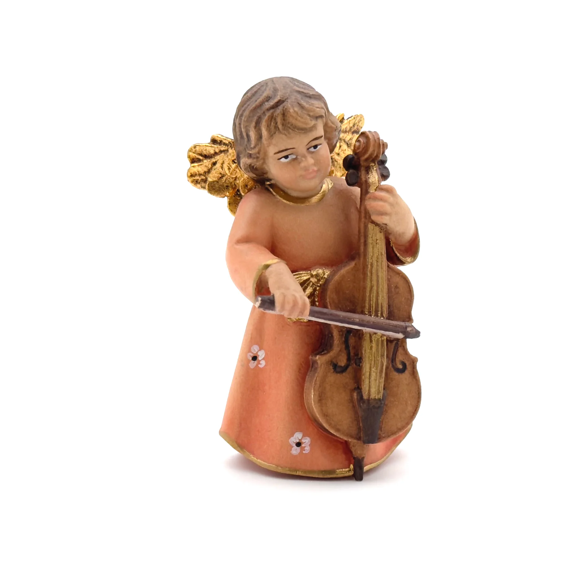 Statue ange au violoncelle bois
