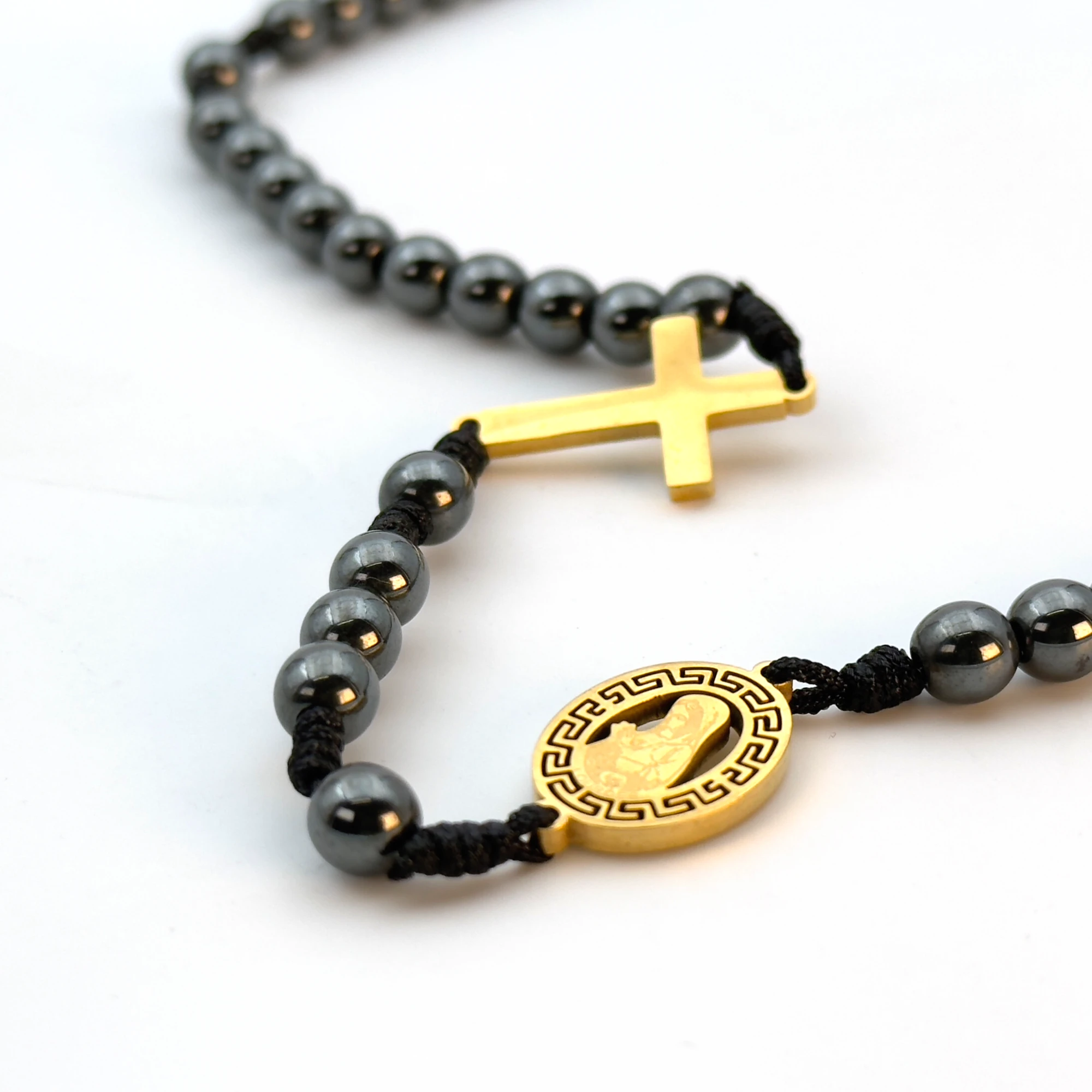 Chapelet Hématite Notre Dame de Lourdes