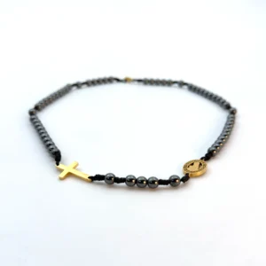 Chapelet Hématite Notre Dame de Lourdes