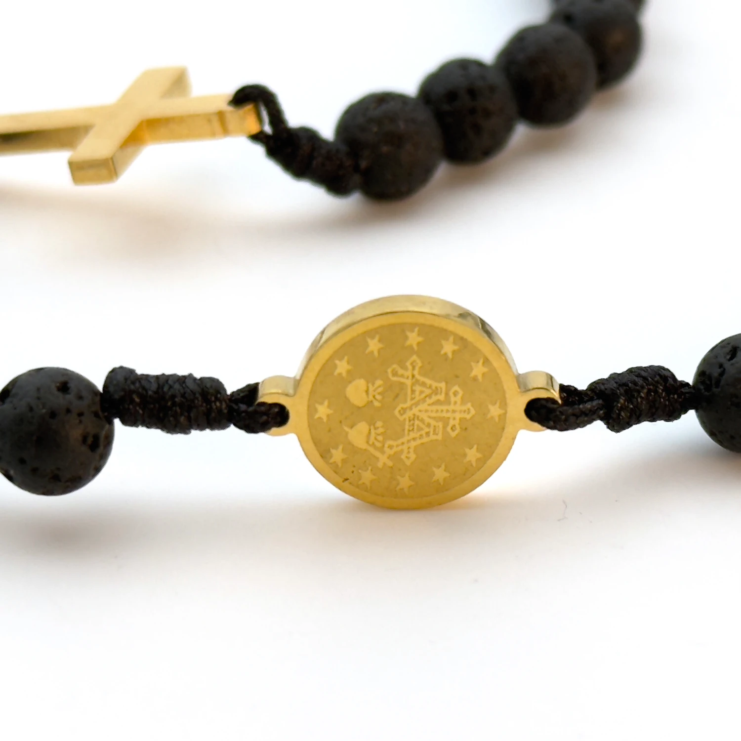 Chapelet Collier Perle Pierre de Lave - Médaille la Miraculeuse – Image 2