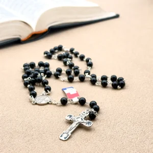 Chapelet en pierre d'agate noire