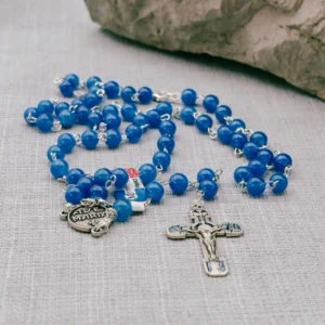 Chapelet en pierre d'agate bleue