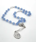 Chapelet de dévotion à St joseph, perles en plastique et métal argenté