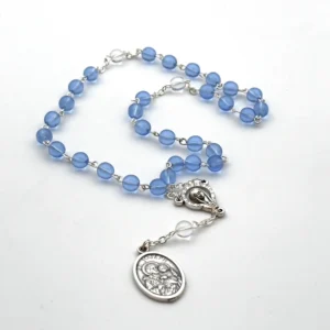 Chapelet de dévotion à St joseph, perles en plastique et métal argenté