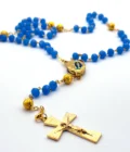 Chapelet de Lourdes bleu mat dans son coffret