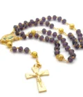 Chapelet de Lourdes perles mauves translucides