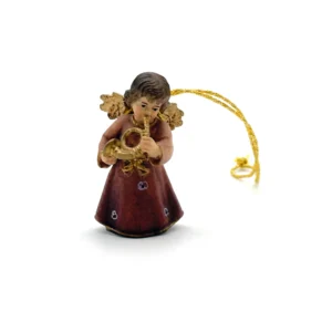 Figurine bois de Noël - ange jouant jouant du cor