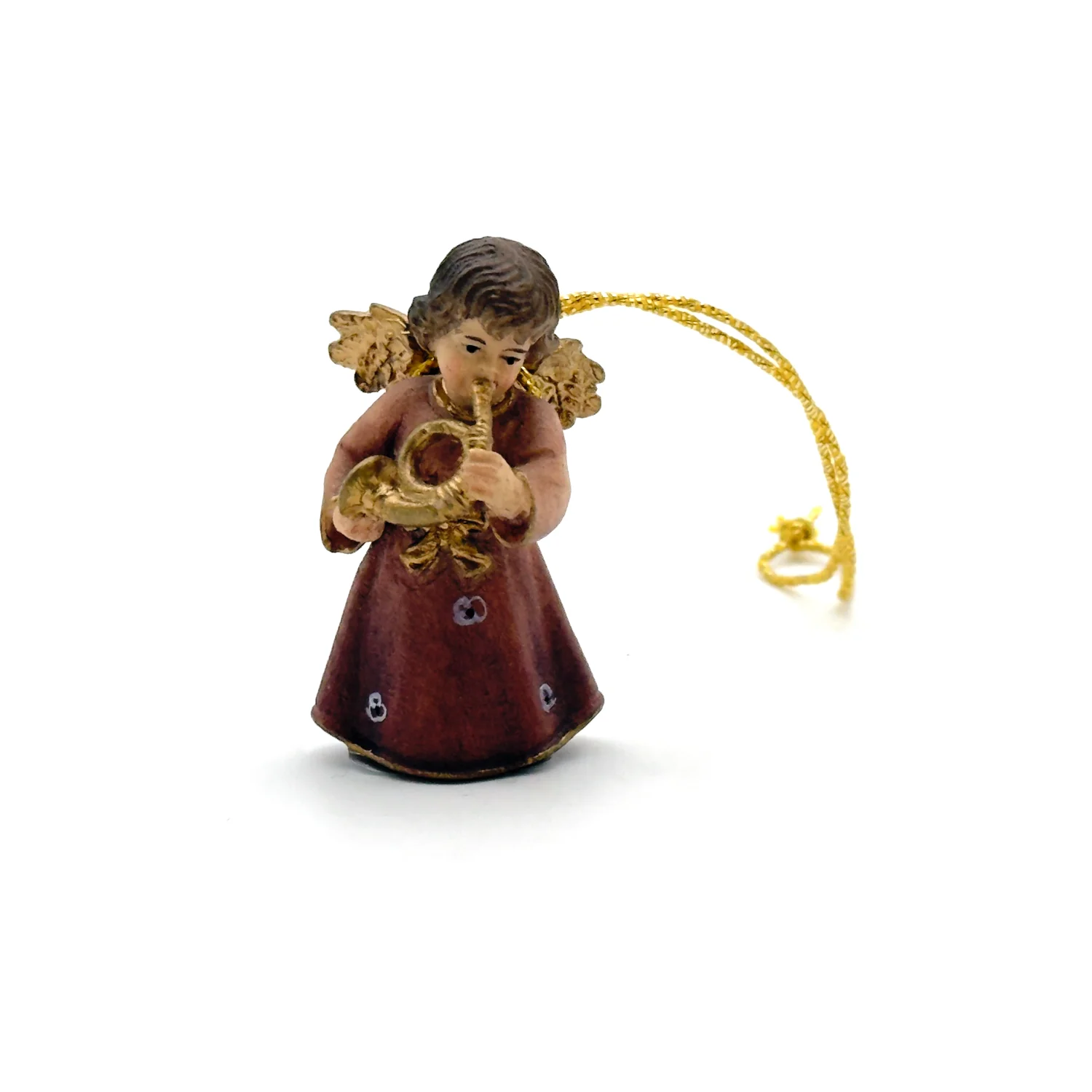 Figurine bois de Noël - ange jouant jouant du cor