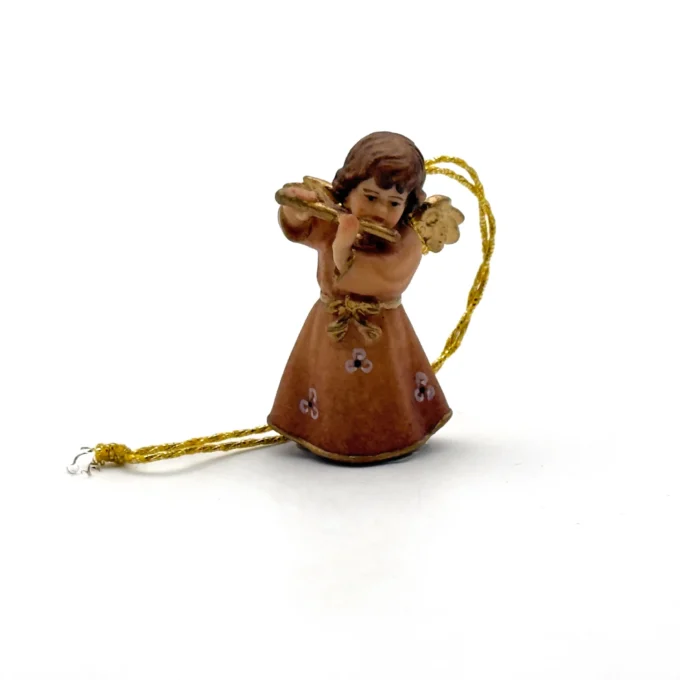 Figurine bois de Noël - ange jouant de la flute