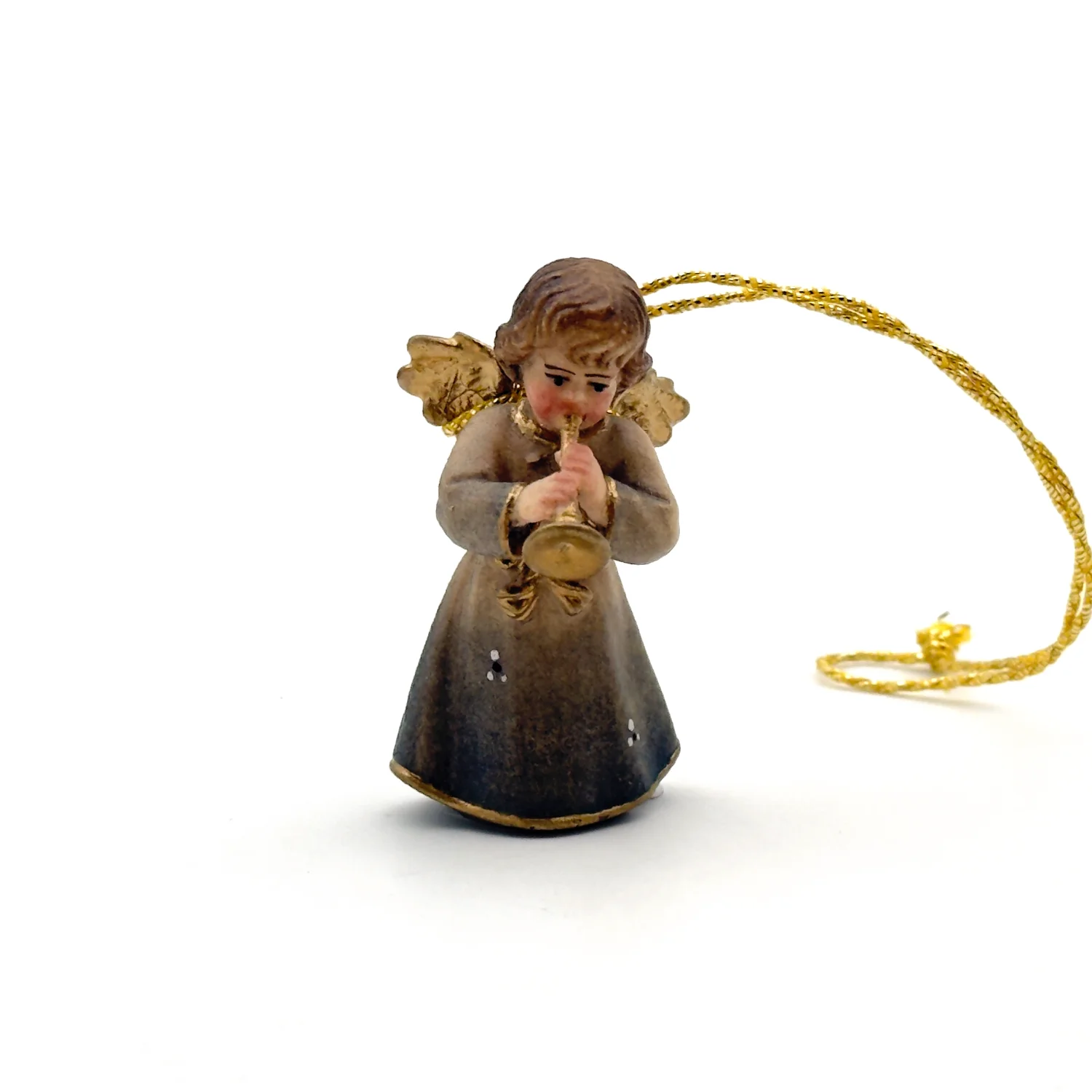 Figurine bois de Noël - ange jouant de la flute