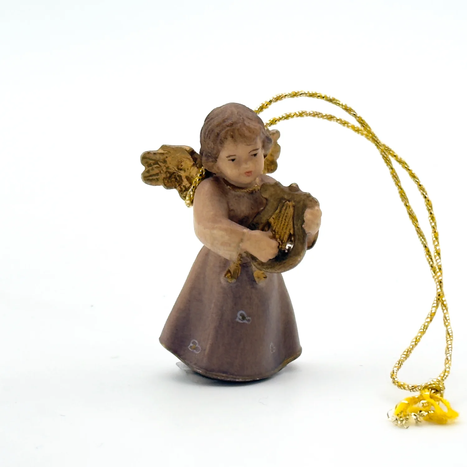 Figurine bois de Noël - ange jouant de la harpe