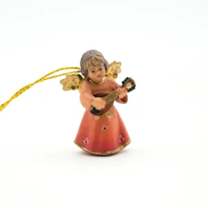 Figurine bois de Noël - ange jouant de la mandoline