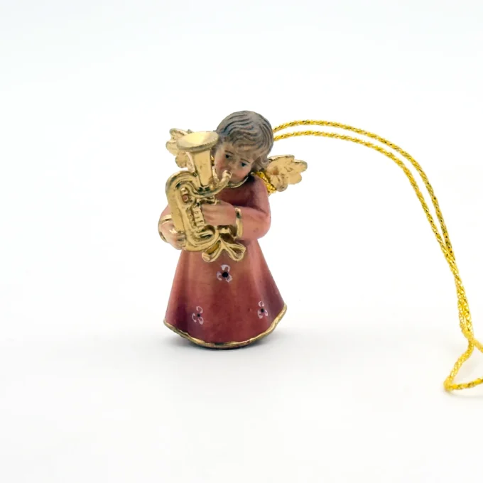 Figurine bois de Noël - ange jouant du trombone