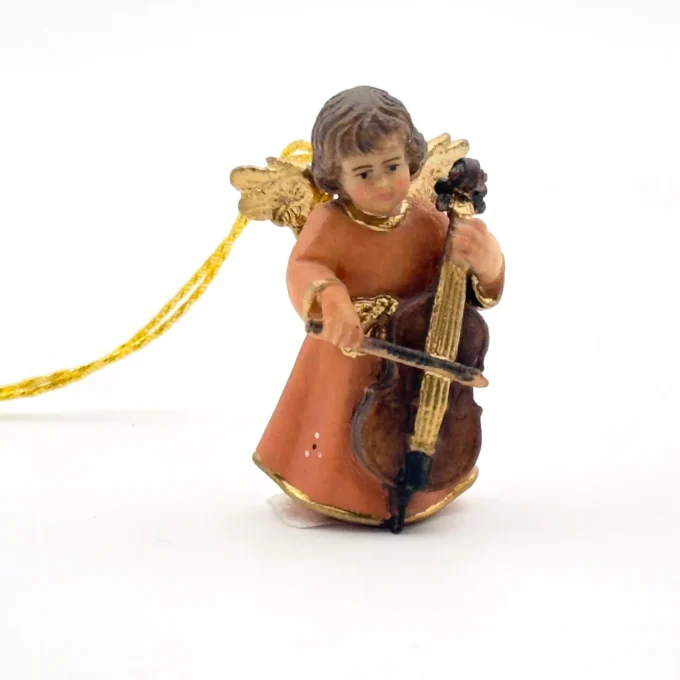 Figurine bois de Noël - ange jouant jouant du violoncelle