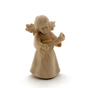 Statue ange à la mandoline en-bois
