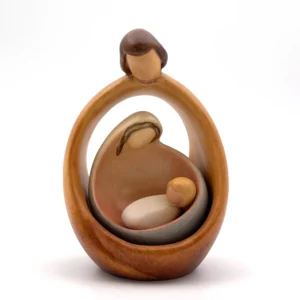 La Sainte Famille - Statue en bois peint