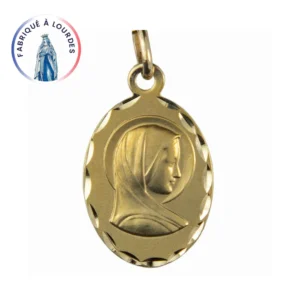 Médaille Vierge Marie – Or 9 carats – 16 mm – Fabriquée à Lourdes