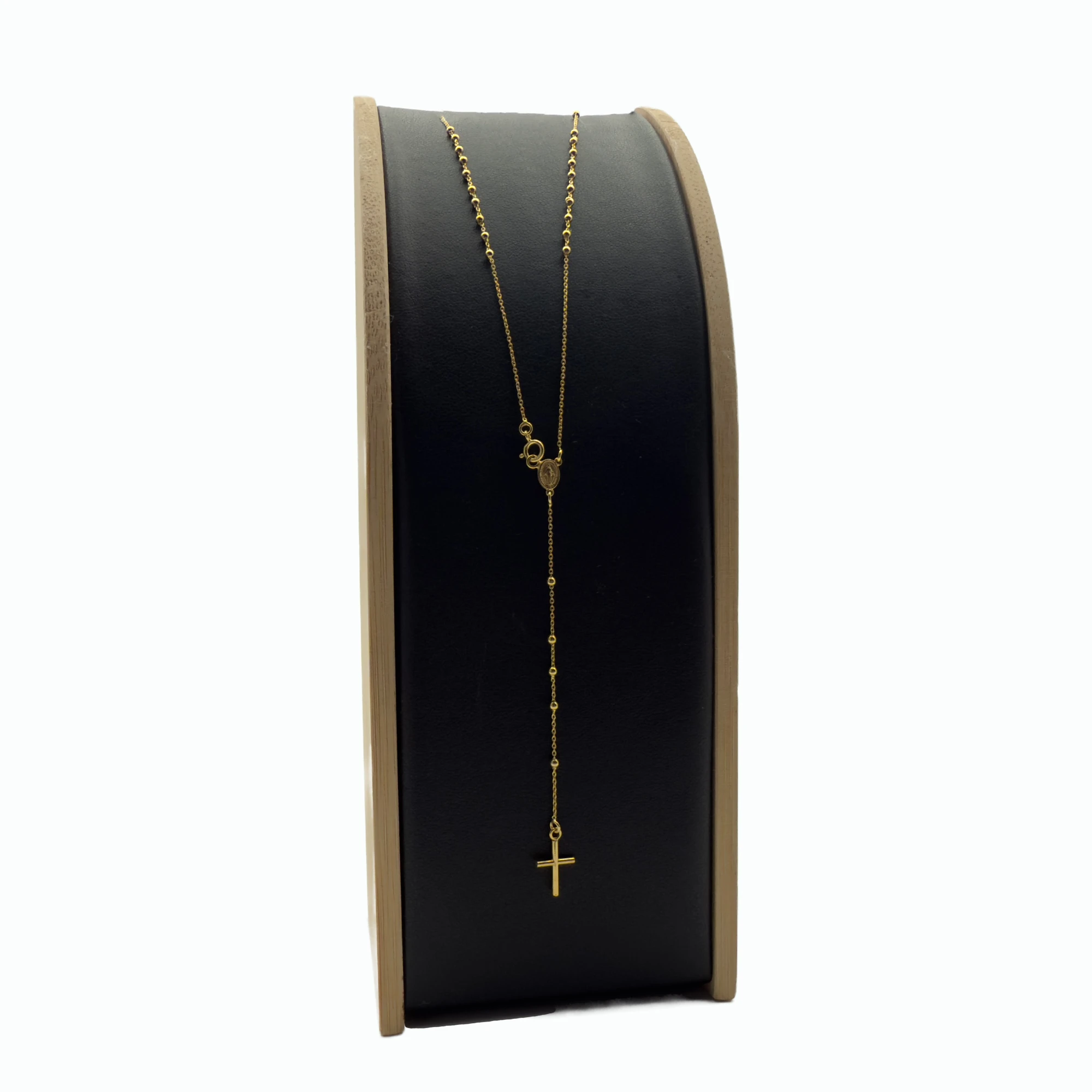 Chapelet en or 9 carats – Croix bâton et médaille miraculeuse